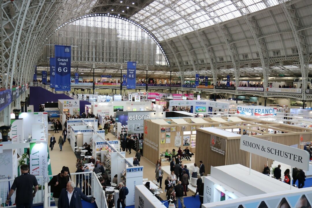 business professionals at trade show